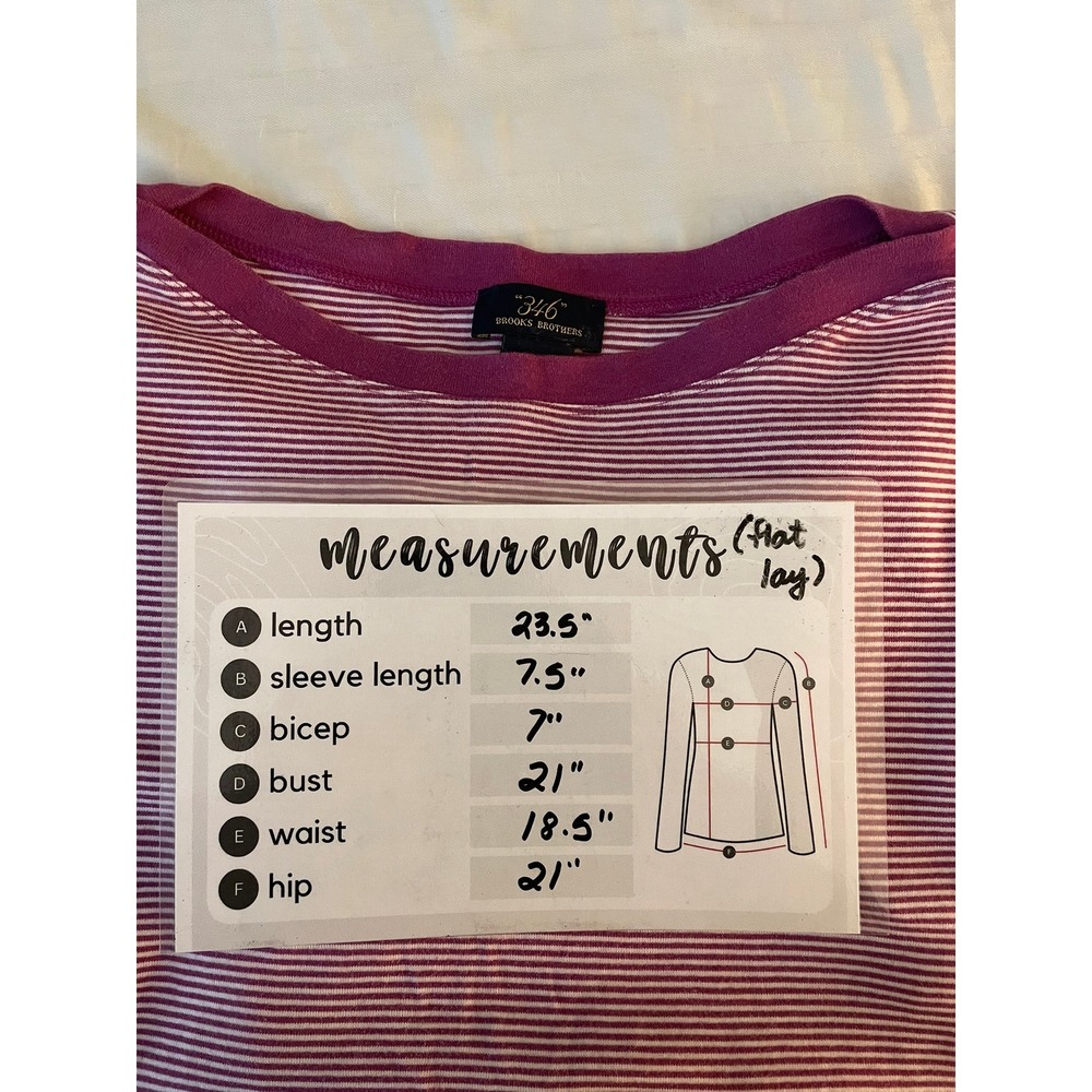 Brooks Brothers 346 Womens Purple White Striped Boat Neck Cotton T-Shirt Large - Picture 13 of 13